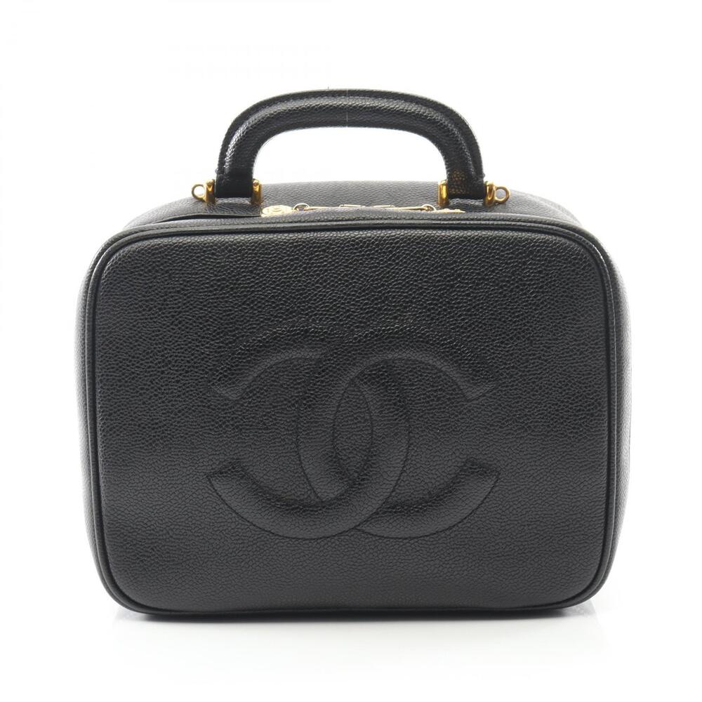 Chanel Coco Mark Handbag Leather Calfskin Cowhide Black